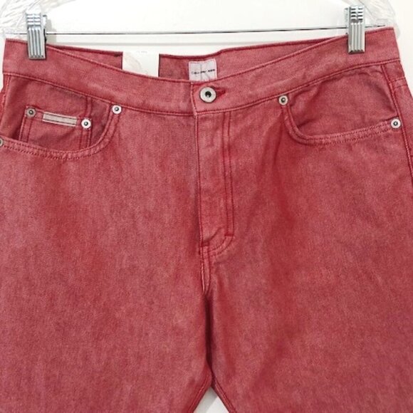 Calvin Klein Metal Denim Red Boot Cut Jeans Women's Juniors Size 11 NWT - Picture 2 of 6